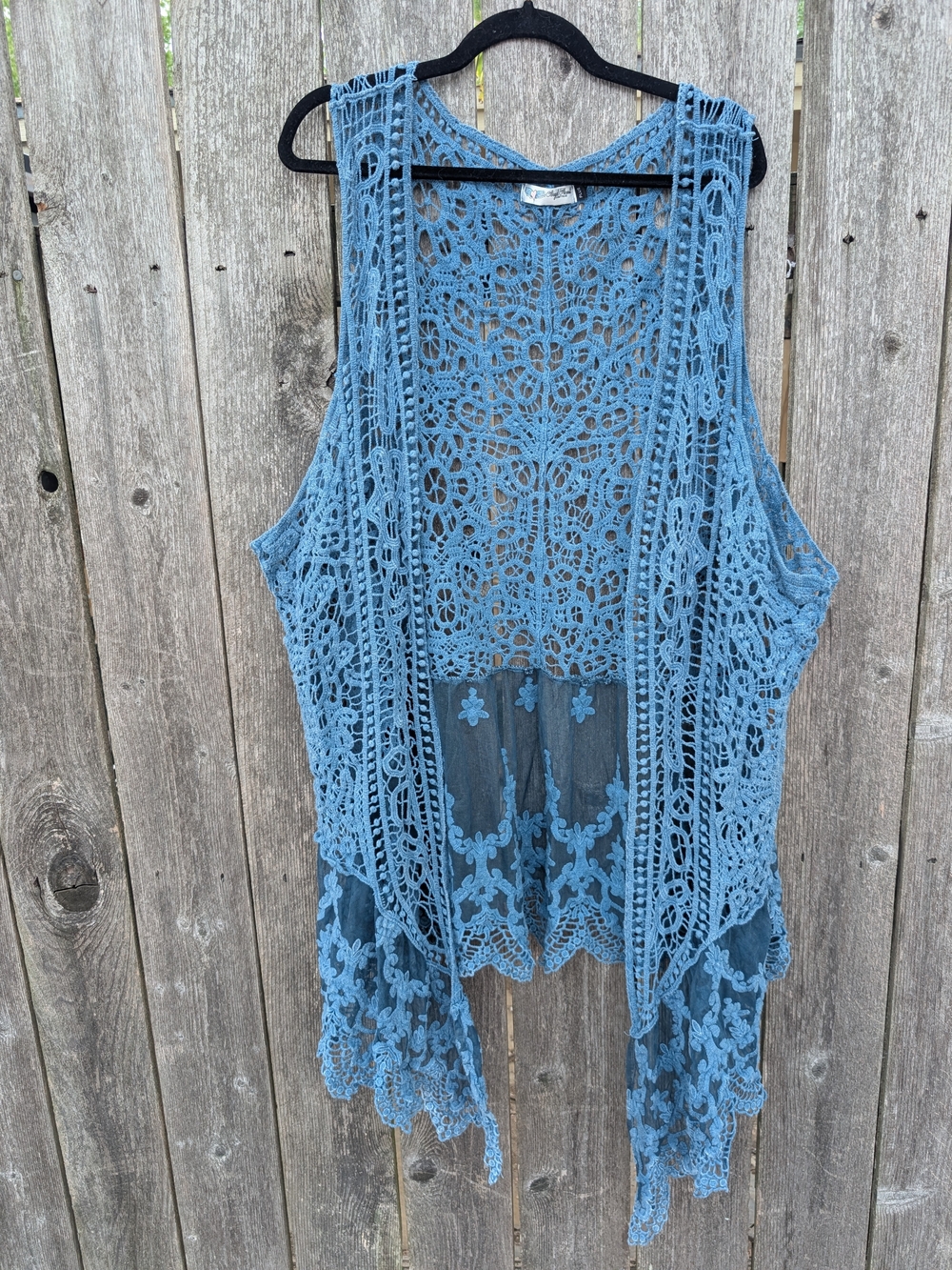 Blue Crochet Lace Sleeveless Vest - Women's Boho Layering Top